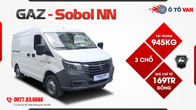 Xe tải van Gaz Sobol NN phiên bản 3 chỗ đáp ứng tốt nhu cầu vận chuyển hàng hóa trong đô thị Xe tải van Gaz Sobol NN phiên bản 3 chỗ đáp ứng tốt nhu cầu vận chuyển hàng hóa trong đô thị