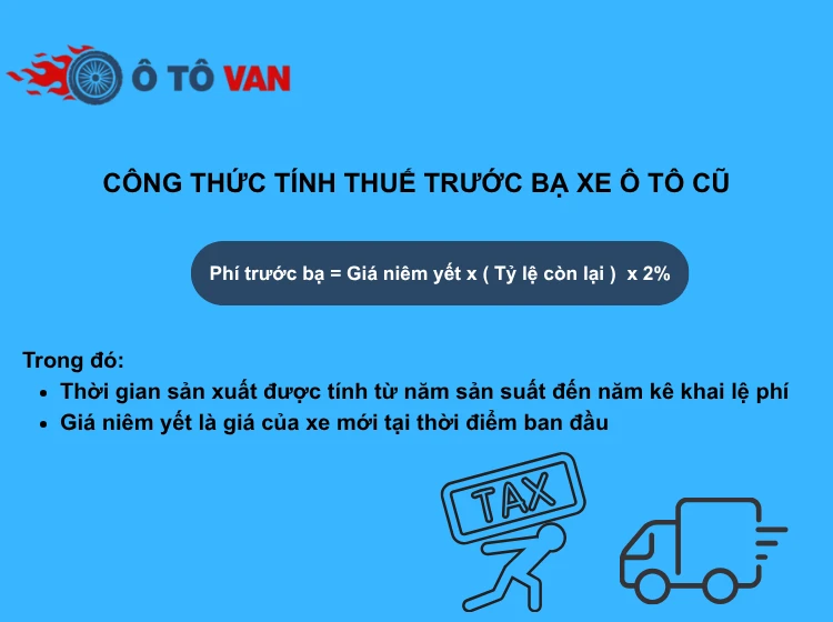 Công thức tính thuế trước bạ xe ô tô cũ Công thức tính thuế trước bạ xe ô tô cũ