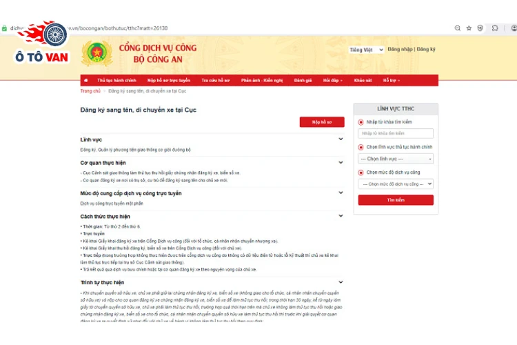 Thủ tục sang tên xe tải van 2025: hồ sơ, chi phí & cách làm nhanh nhất