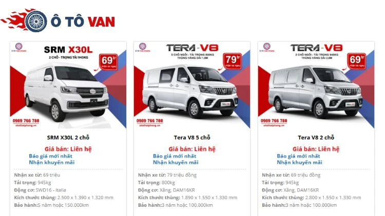 Thị trường xe ô tô van bùng nổ với đa dạng lựa chọn